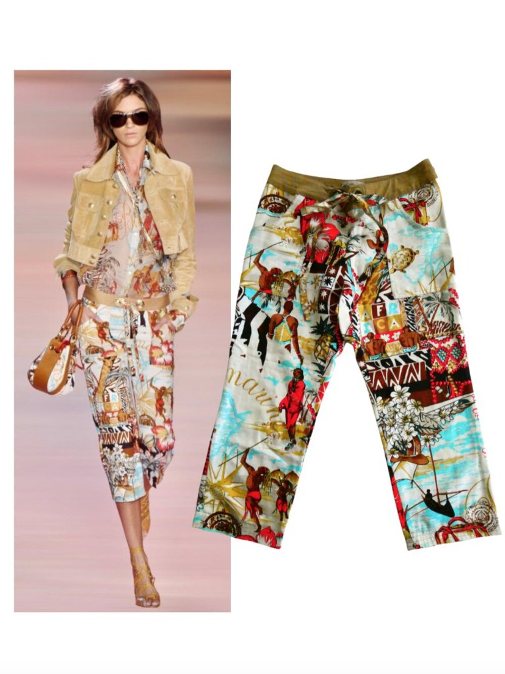 BLUMARINE Africa Print cropped Capri pants I 40 US 4